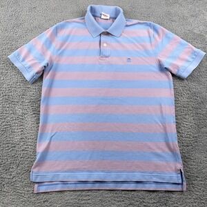 Brooks Brothers Polo Shirt Mens Small Blue Pink Striped Original Fit Golf Rugby